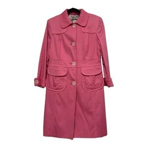 Nine & Company Co Hot Pink Button Collared Trench Coat Size 4 Legally Blonde